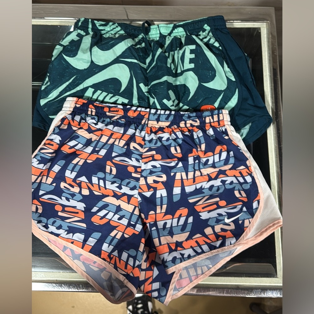 Pair Nike Women's Athletic Shorts Duo in Teal, Navy & Coral